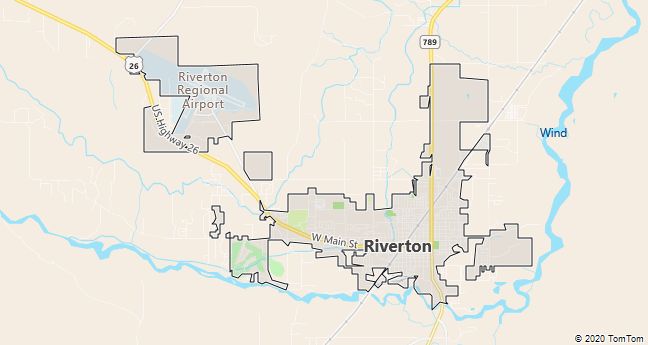 Map of Riverton, WY