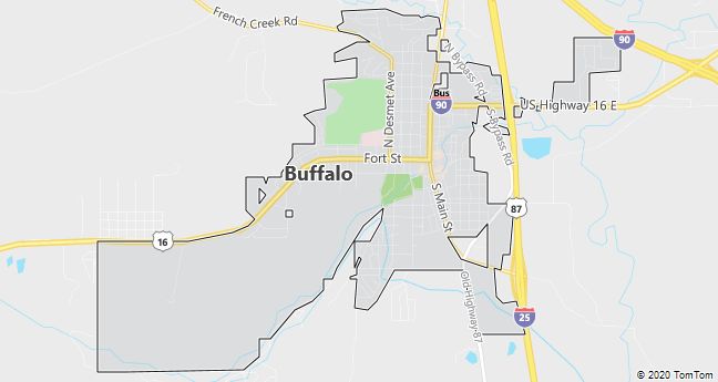 Map of Buffalo, WY