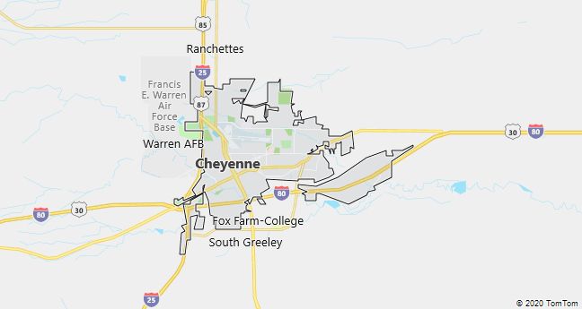 Map of Cheyenne, WY