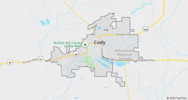 Map of Cody, WY