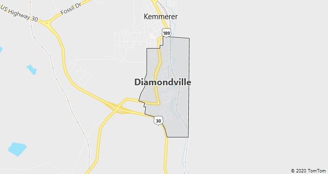 Map of Diamondville, WY