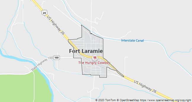 Map of Fort Laramie, WY