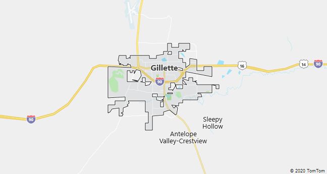 Map of Gillette, WY