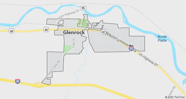 Map of Glenrock, WY