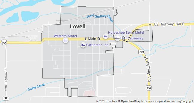 Map of Lovell, WY