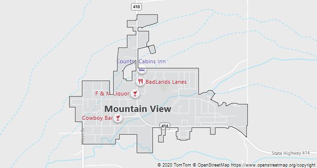 Map of Mountain View, WY