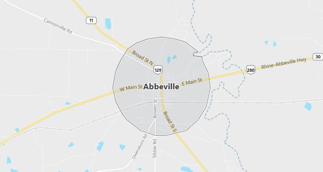 Map of Abbeville, GA