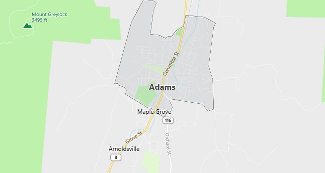 Map of Adams, MA