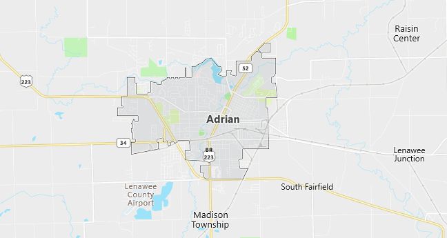 Map of Adrian, MI