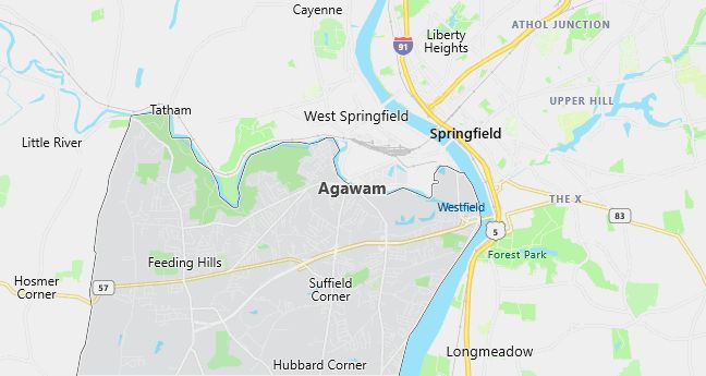 Map of Agawam, MA