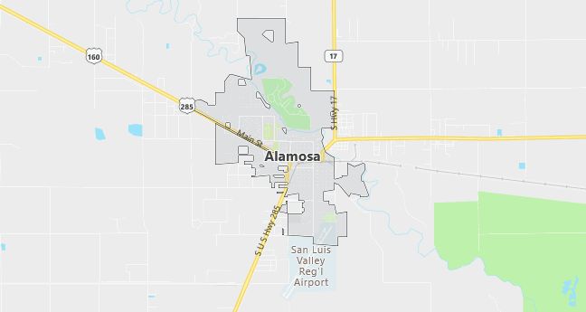 Map of Alamosa, CO