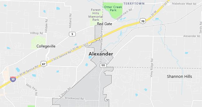 Map of Alexander, AR