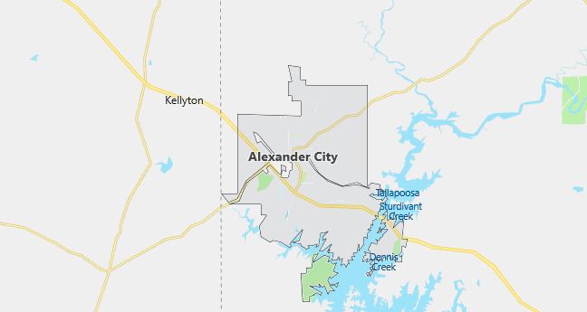 Map of Alexander City, AL