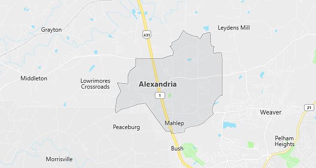 Map of Alexandria, AL