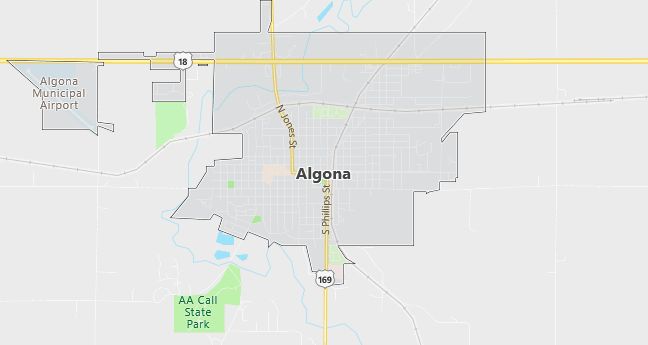 Map of Algona, IA