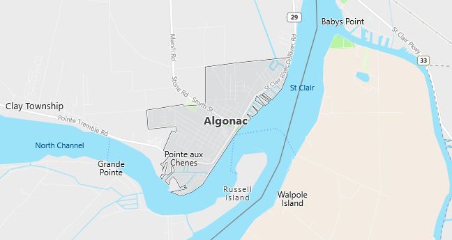 Map of Algonac, MI