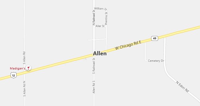 Map of Allen, MI