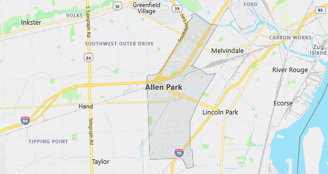 Map of Allen Park, MI