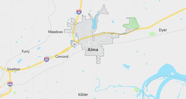 Map of Alma, AR