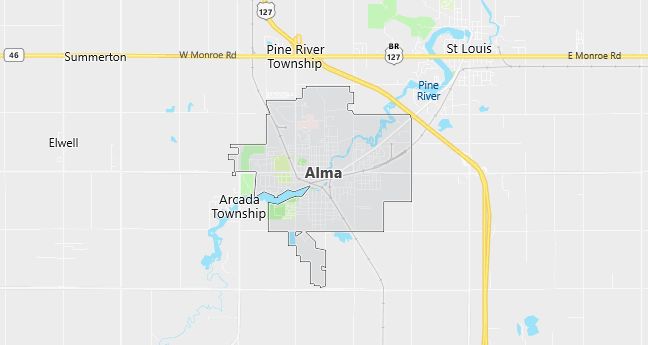 Map of Alma, MI