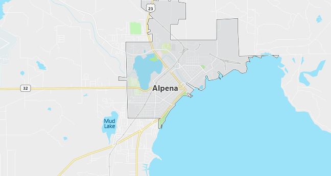 Map of Alpena, MI