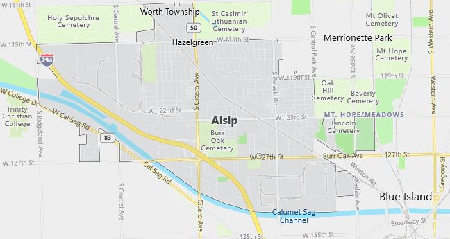 Map of Alsip, IL