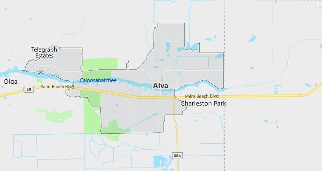 Map of Alva, FL