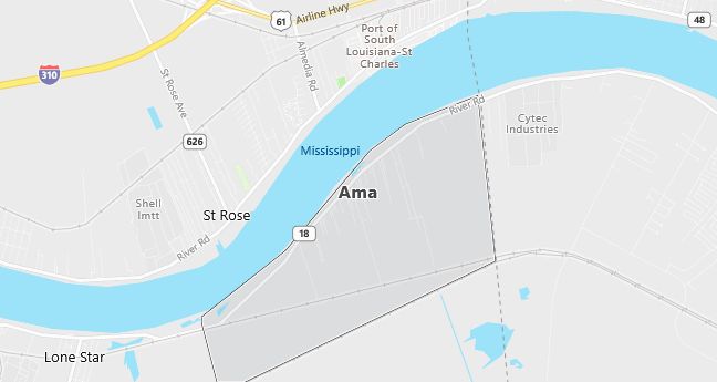 Map of Ama, LA