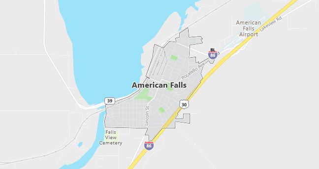 Map of American Falls, ID