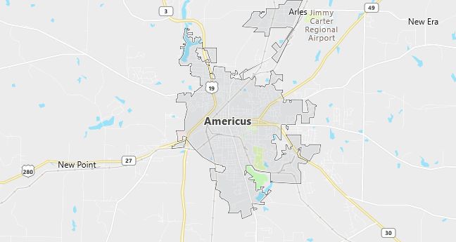 Map of Americus, GA