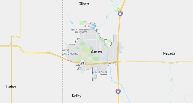 Map of Ames, IA