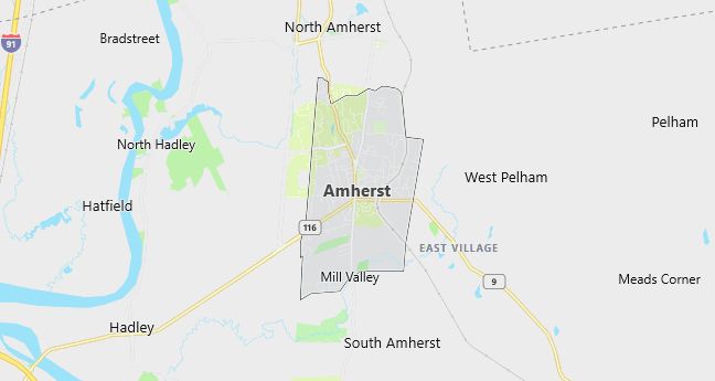 Map of Amherst, MA