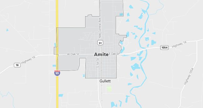 Map of Amite, LA