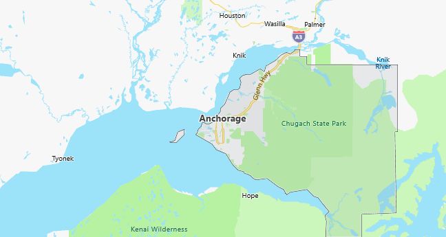 Map of Anchorage, AK