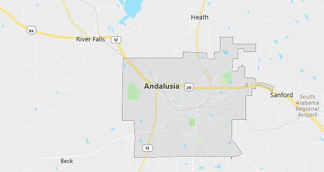 Map of Andalusia, AL