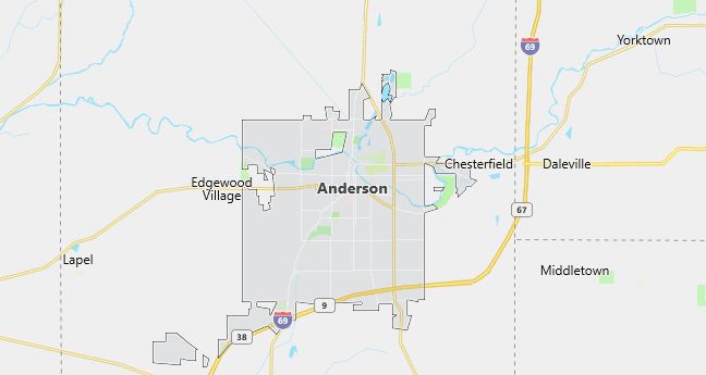 Map of Anderson, IN