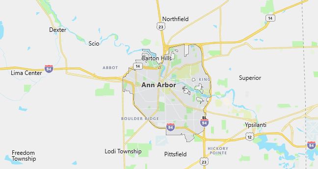 Map of Ann Arbor, MI