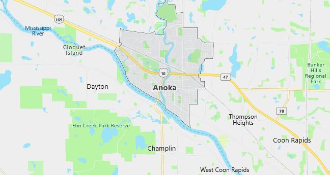 Map of Anoka, MN