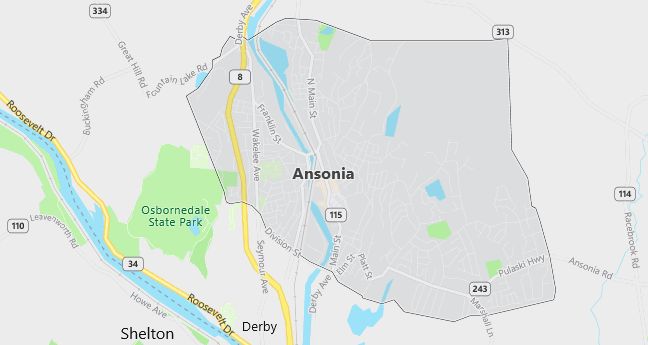 Map of Ansonia, CT