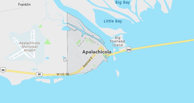 Map of Apalachicola, FL