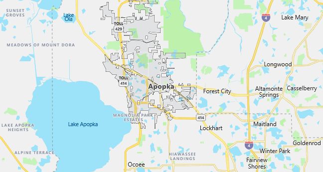 Map of Apopka, FL