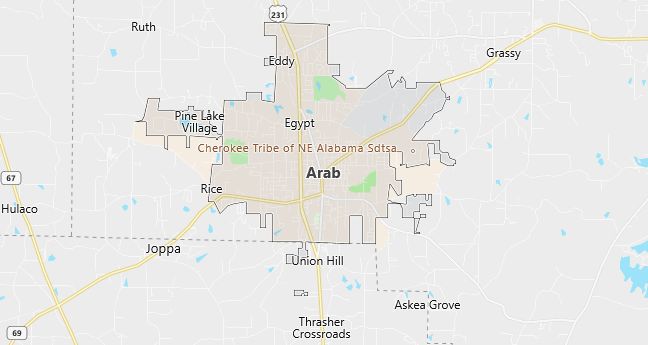 Map of Arab, AL