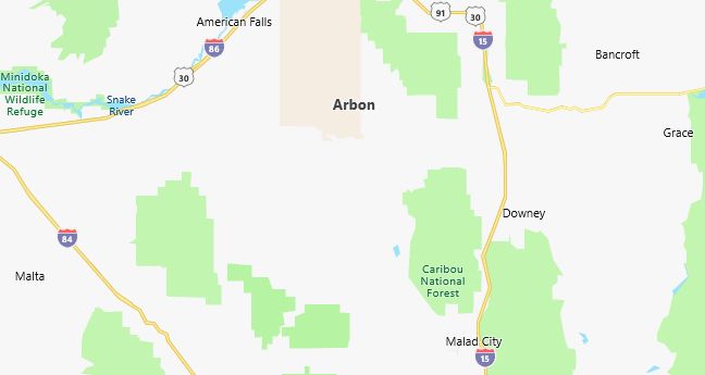 Map of Arbon, ID