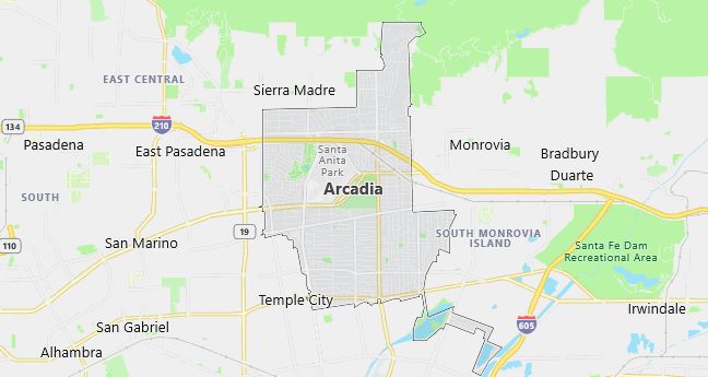 Map of Arcadia, CA