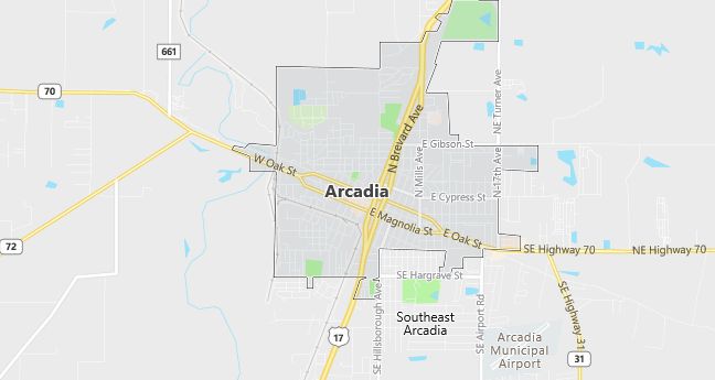 Map of Arcadia, FL