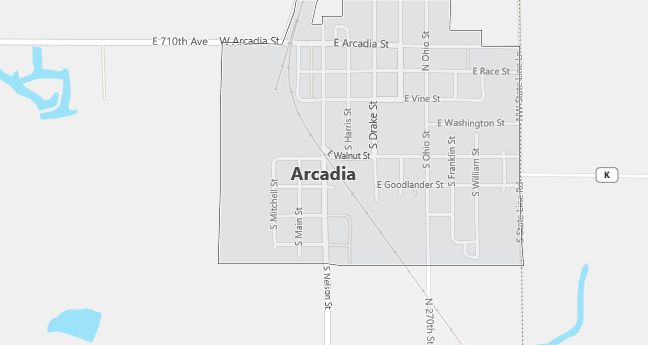 Map of Arcadia, KS