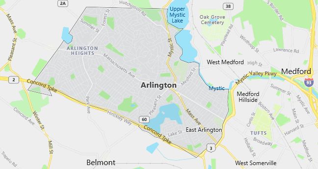 Map of Arlington, MA