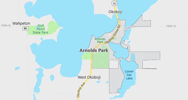 Map of Arnolds Park, IA