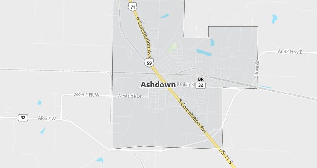 Map of Ashdown, AR