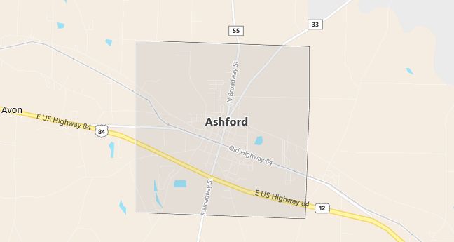 Map of Ashford, AL